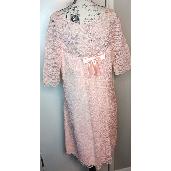 Vintage Emma Domb Pink Lace Dress Size 11/12, Union Made, Mod, Mad Men, Spring - Picture 2 of 8
